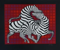 VICTOR VASARELY(1906-1997)-SPIELENDE ZEPRAS AUF MOSAIK-FARBS.233/275 VON 1972 SIGNIERT! 